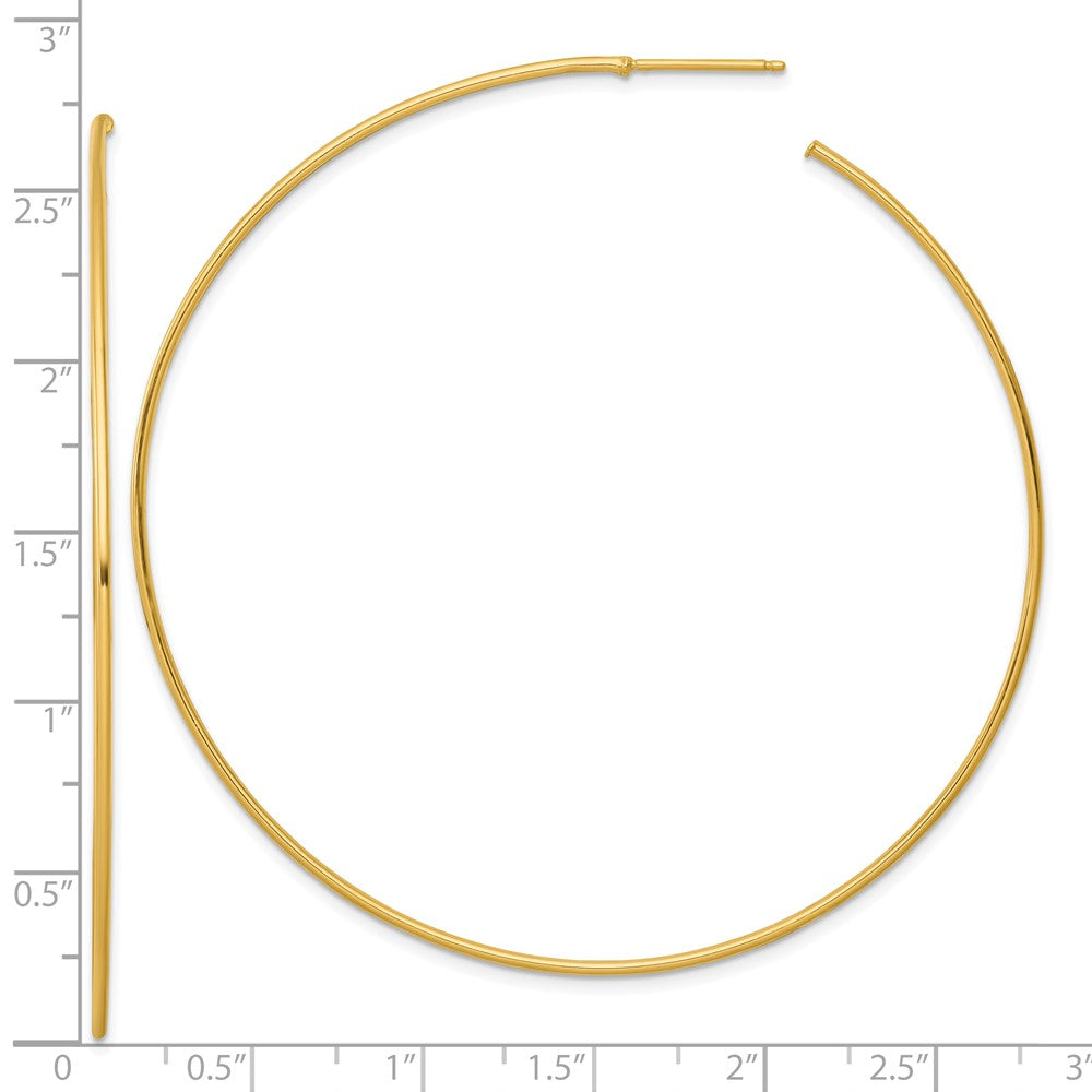 14k 1.2 x 70mm Polished Post Hoop Earrings