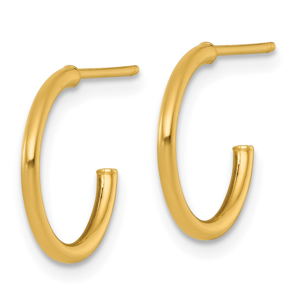 14k 1.5 x 14mm Polished Post Hoop Earrings