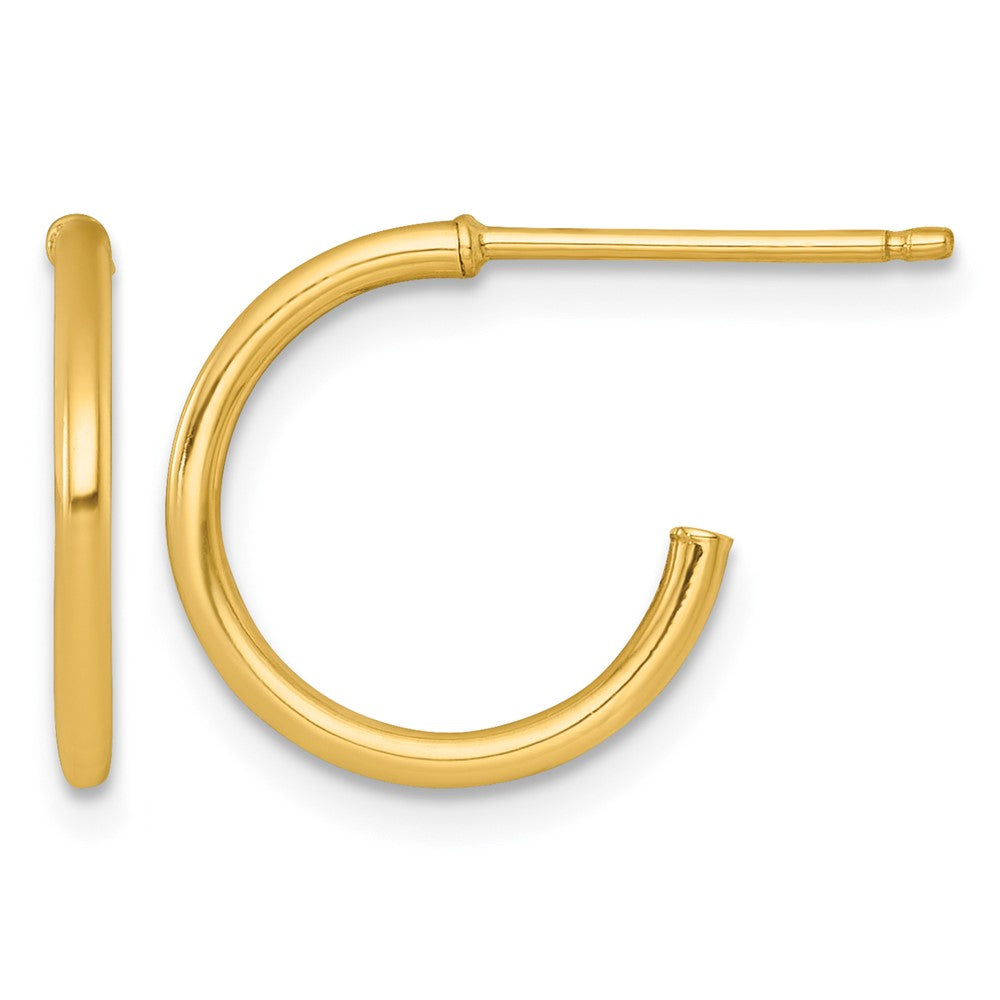 14k 1.5 x 14mm Polished Post Hoop Earrings