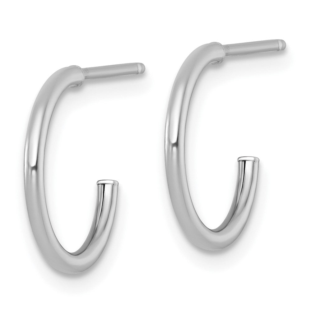 14k White Gold 1.5 x 14mm Polished Post Hoop Earrings