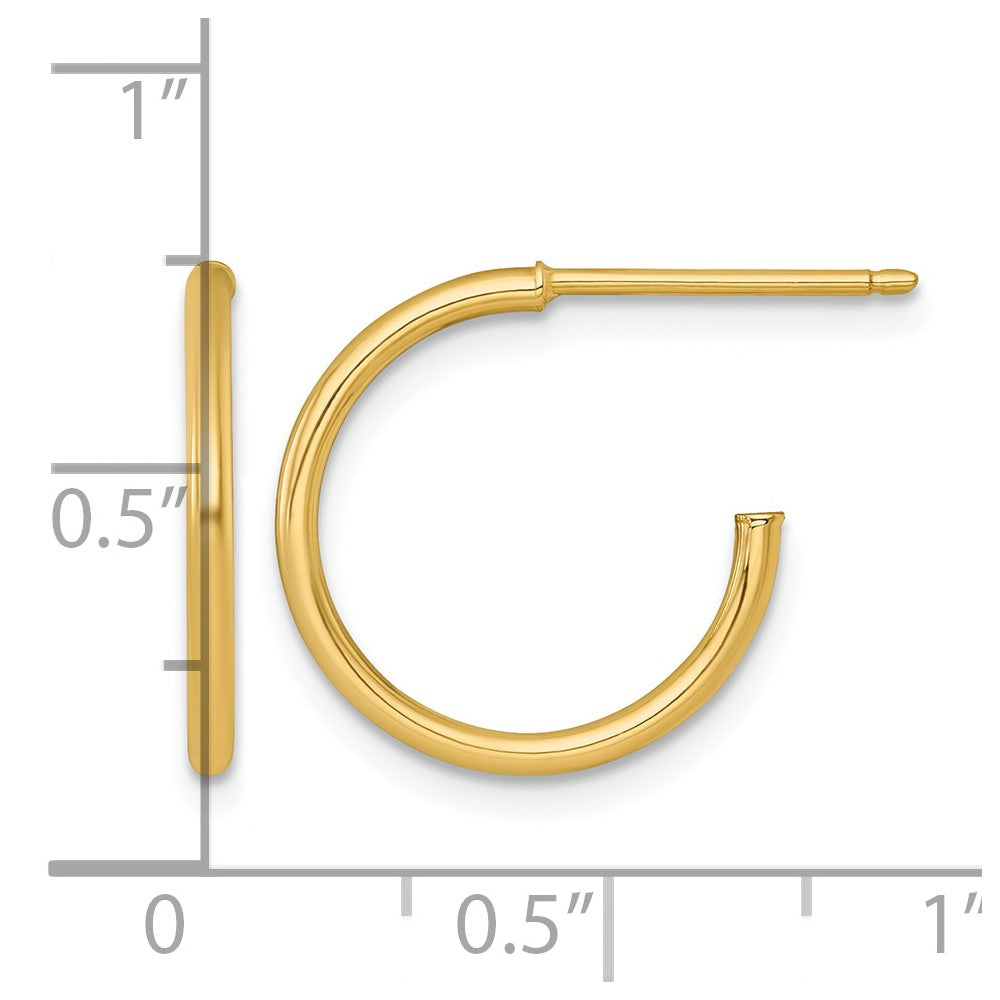 14k 1.5 x 16mm Polished Post Hoop Earrings