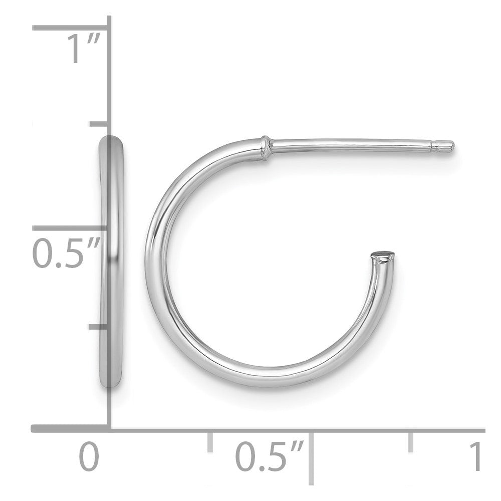 14k White Gold 1.5 x 16mm Polished Post Hoop Earrings