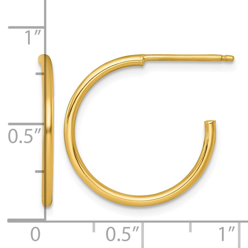 14k 1.5 x 20mm Polished Post Hoop Earrings