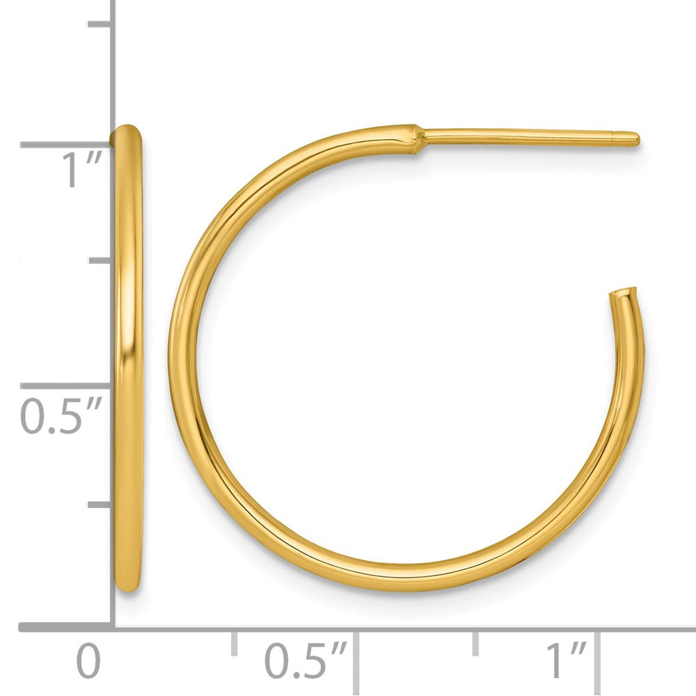 14k 1.5 x 25mm Polished Post Hoop Earrings