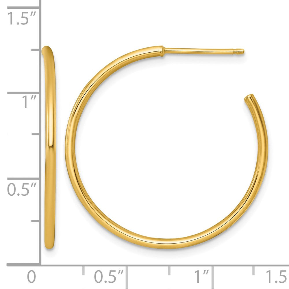 14k 1.5 x 30mm Polished Post Hoop Earrings