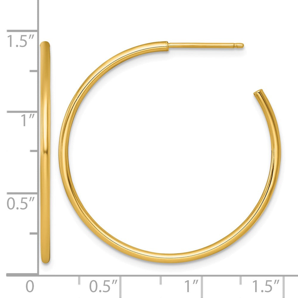 14k 1.5 x 35mm Polished Post Hoop Earrings