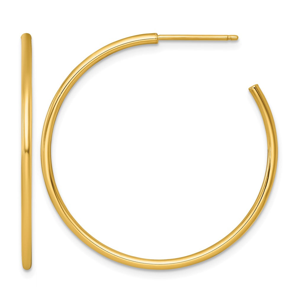 14k 1.5 x 35mm Polished Post Hoop Earrings