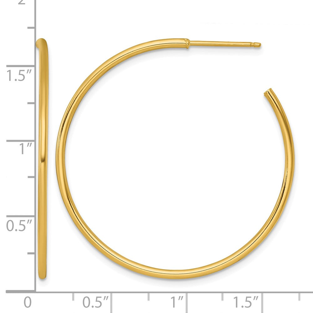 14k 1.5 x 40mm Polished Post Hoop Earrings