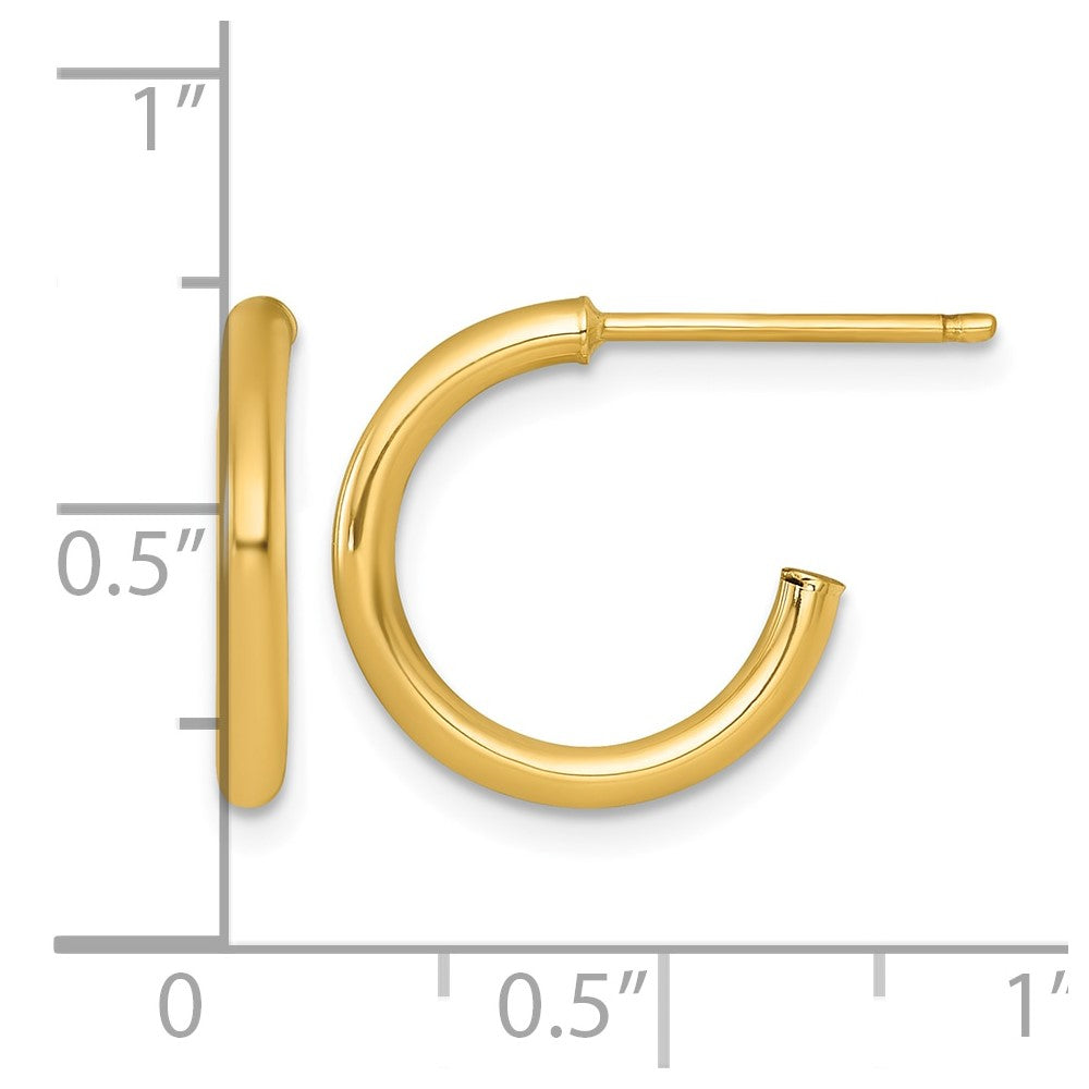 14k 2.0 x 15mm Polished Post Hoop Earrings