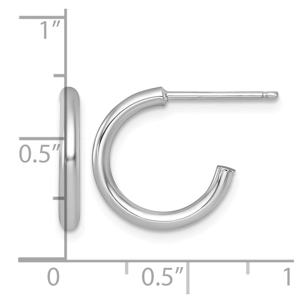14k White Gold 2.0 x 15mm Polished Post Hoop Earrings
