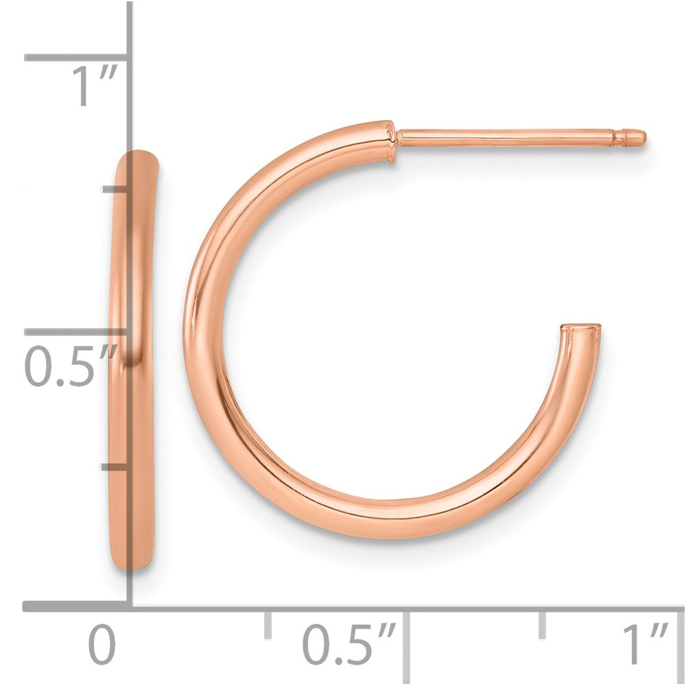 14k Rose Gold 2.0 x 20mm Polished Post Hoop Earrings
