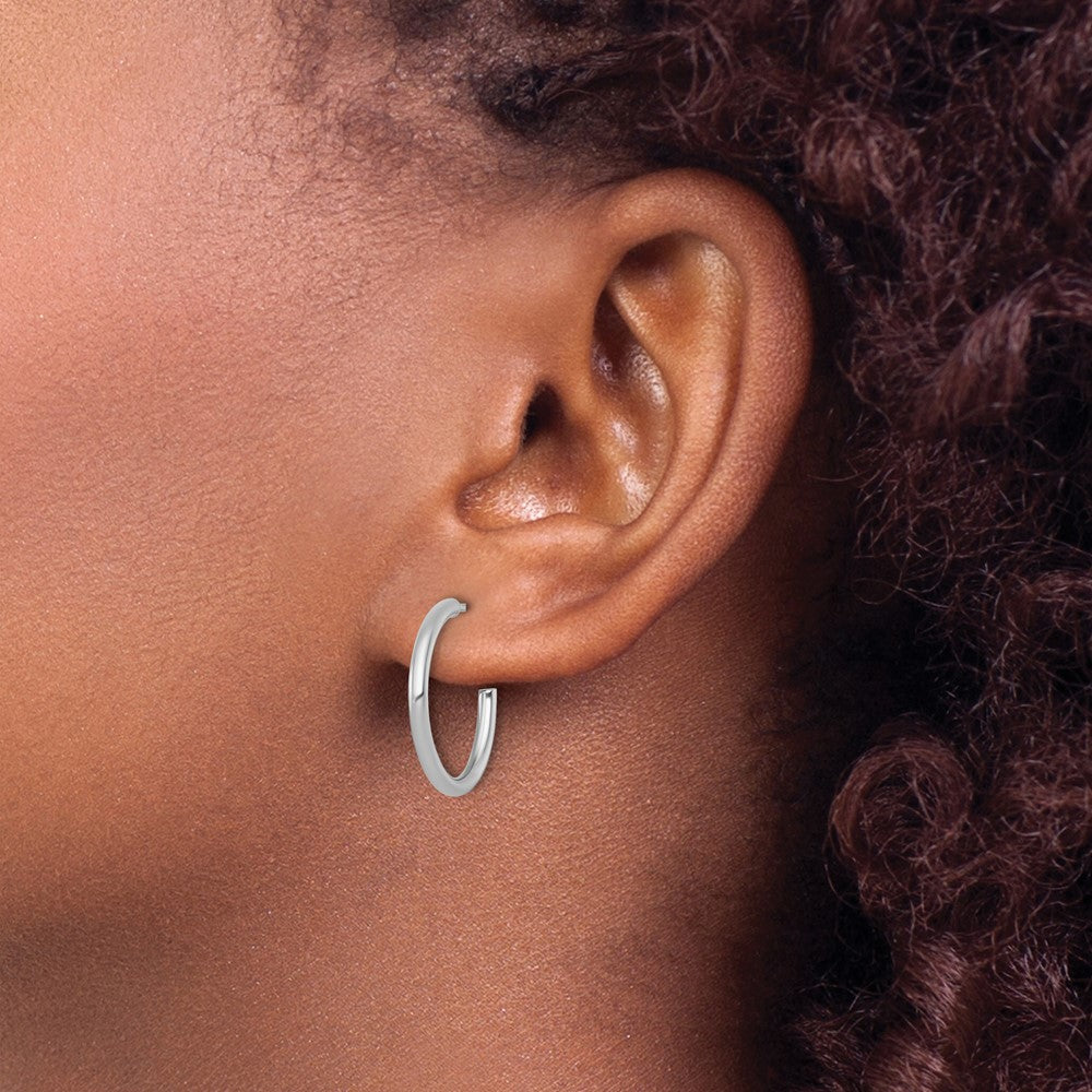 14k White Gold 2.0 x 20mm Polished Post Hoop Earrings