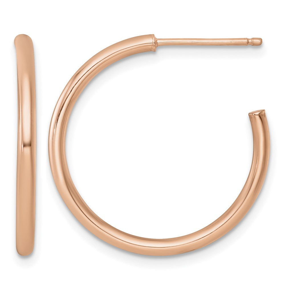 14k Rose Gold 2.0 x 25mm Polished Post Hoop Earrings