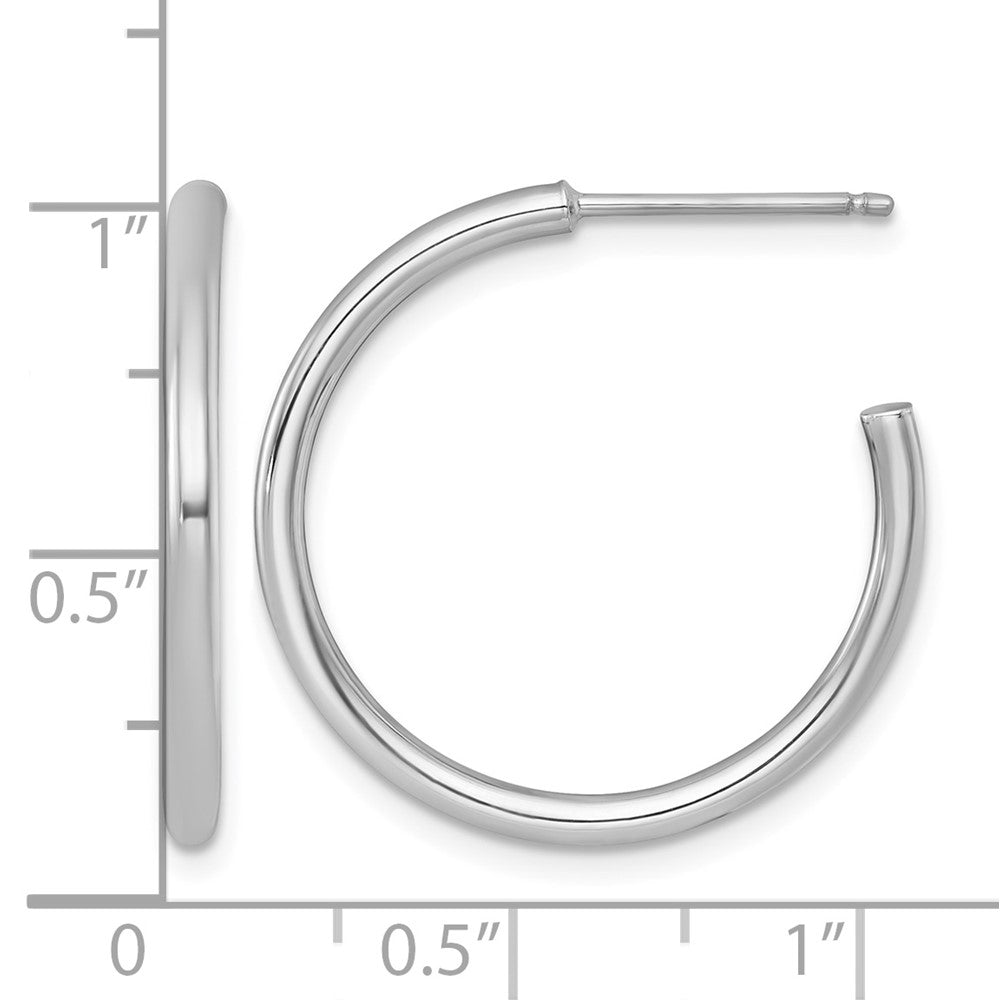 14k White Gold 2.0 x 25mm Polished Post Hoop Earrings