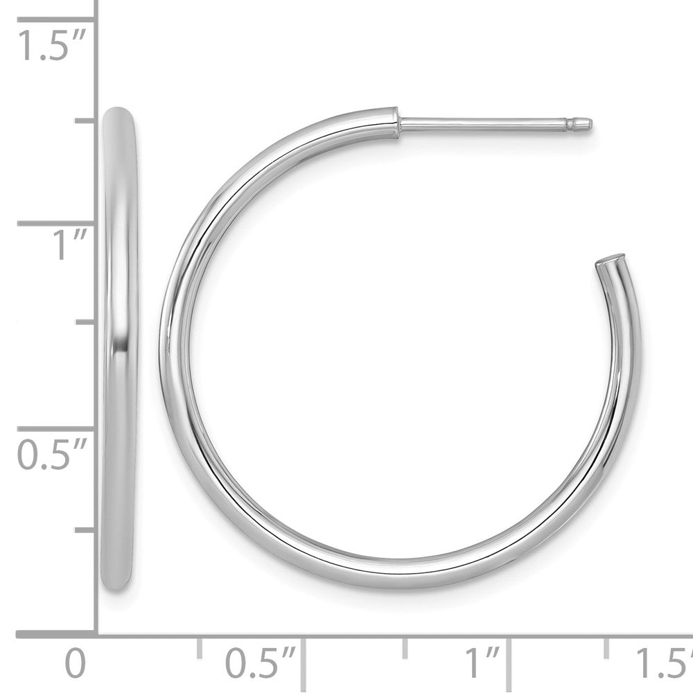14k White Gold 2.0 x 30mm Polished Post Hoop Earrings