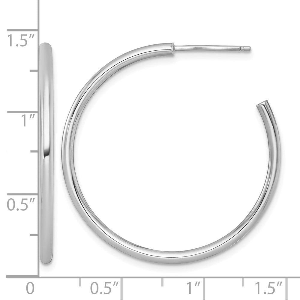 14k White Gold 2.0 x 35mm Polished Post Hoop Earrings