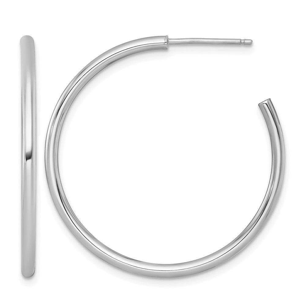 14k White Gold 2.0 x 35mm Polished Post Hoop Earrings