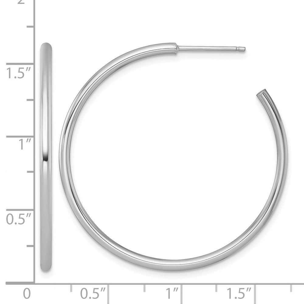 14k White Gold 2.0 x 40mm Polished Post Hoop Earrings
