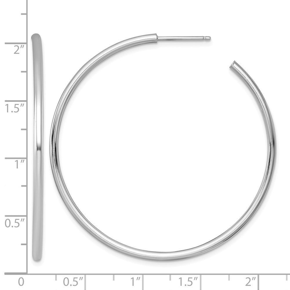 14k White Gold 2.0 x 50mm Polished Post Hoop Earrings