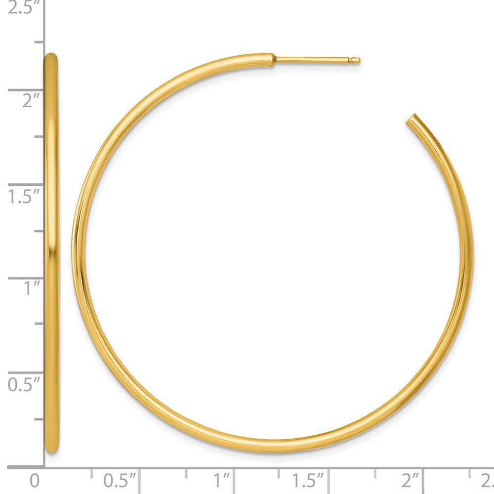 14k 2.0 x 55mm Polished Post Hoop Earrings