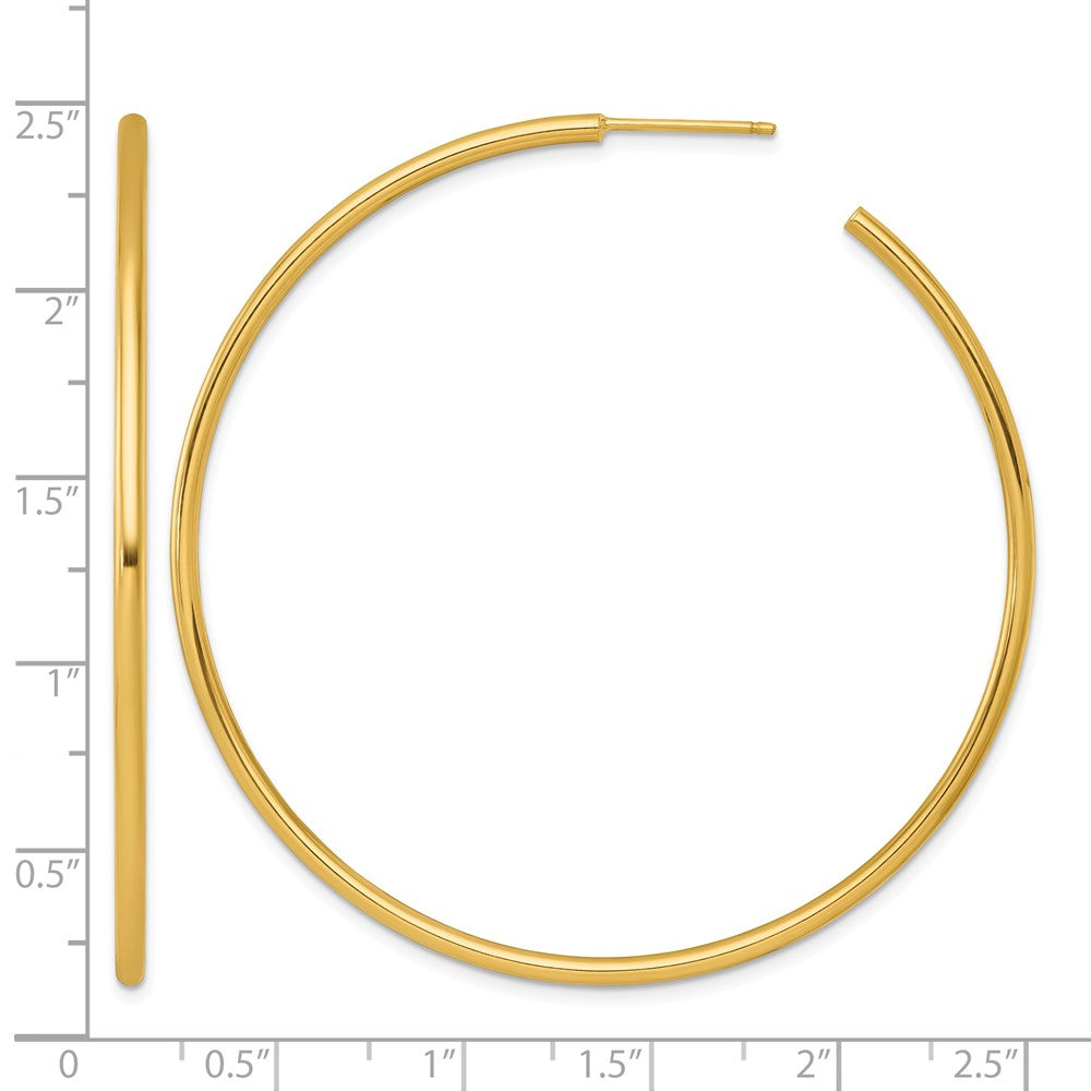 14k 2.0 x 60mm Polished Post Hoop Earrings