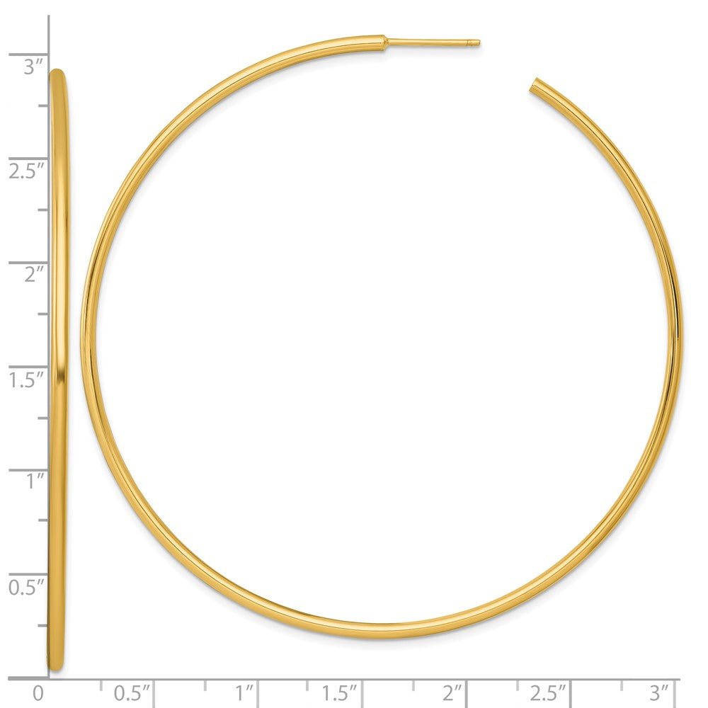 14k 2.0 x 75mm Polished Post Hoop Earrings