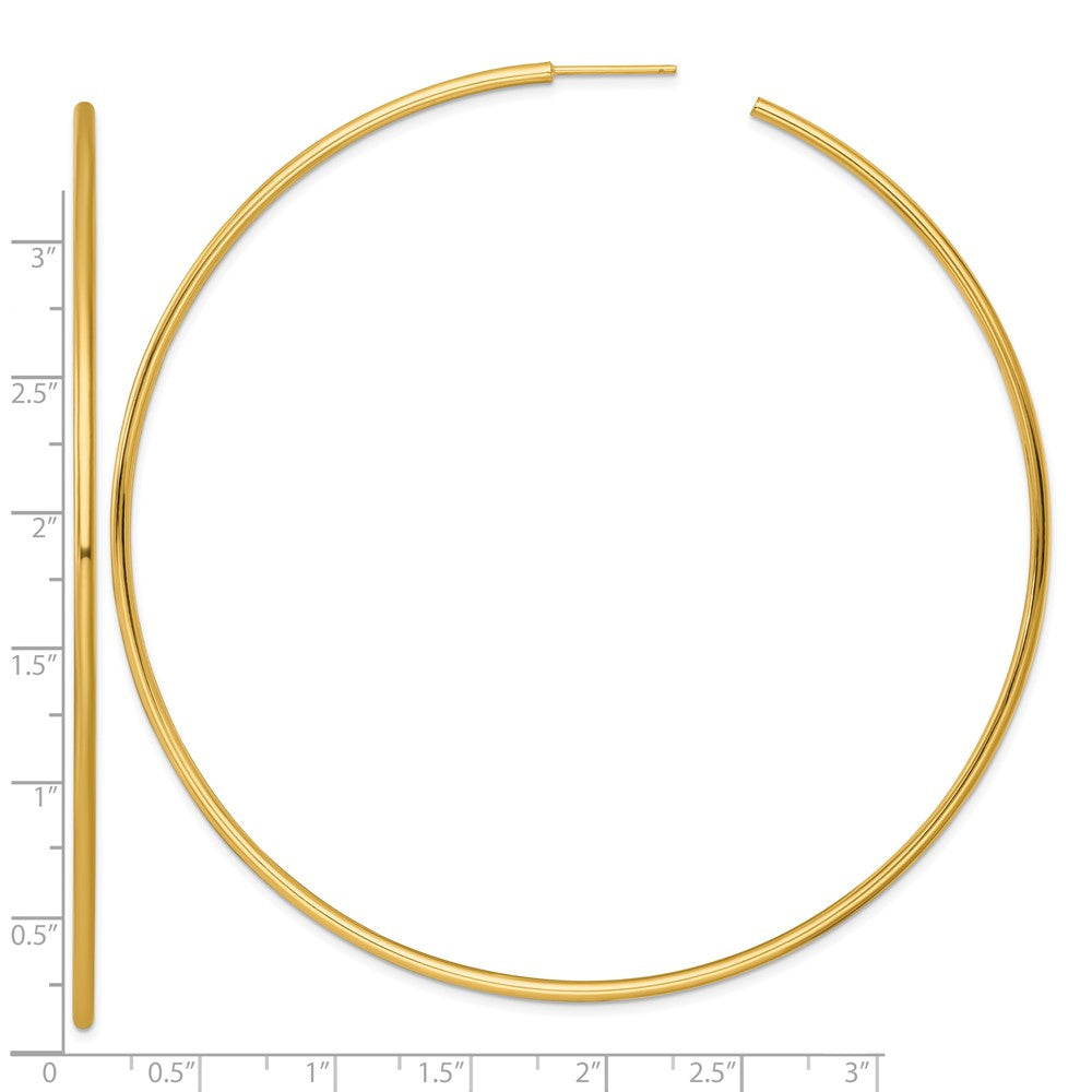 14k 2.0 x 90mm Polished Post Hoop Earrings