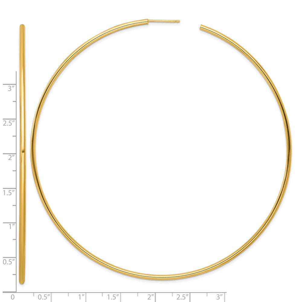 14k 2.0 x 100mm Polished Post Hoop Earrings
