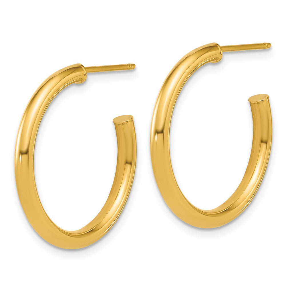 14K 2.5 x 25mm Polished Post Hoop Earrings