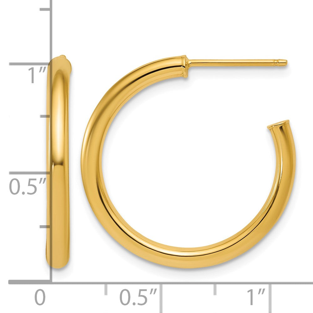 14K 2.5 x 25mm Polished Post Hoop Earrings