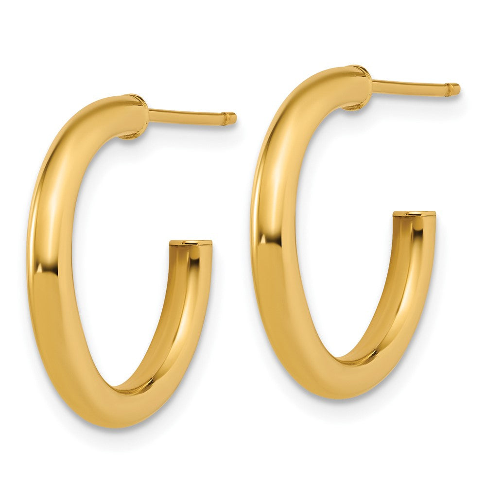 14K 2.5 x 20mm Polished Post Hoop Earrings
