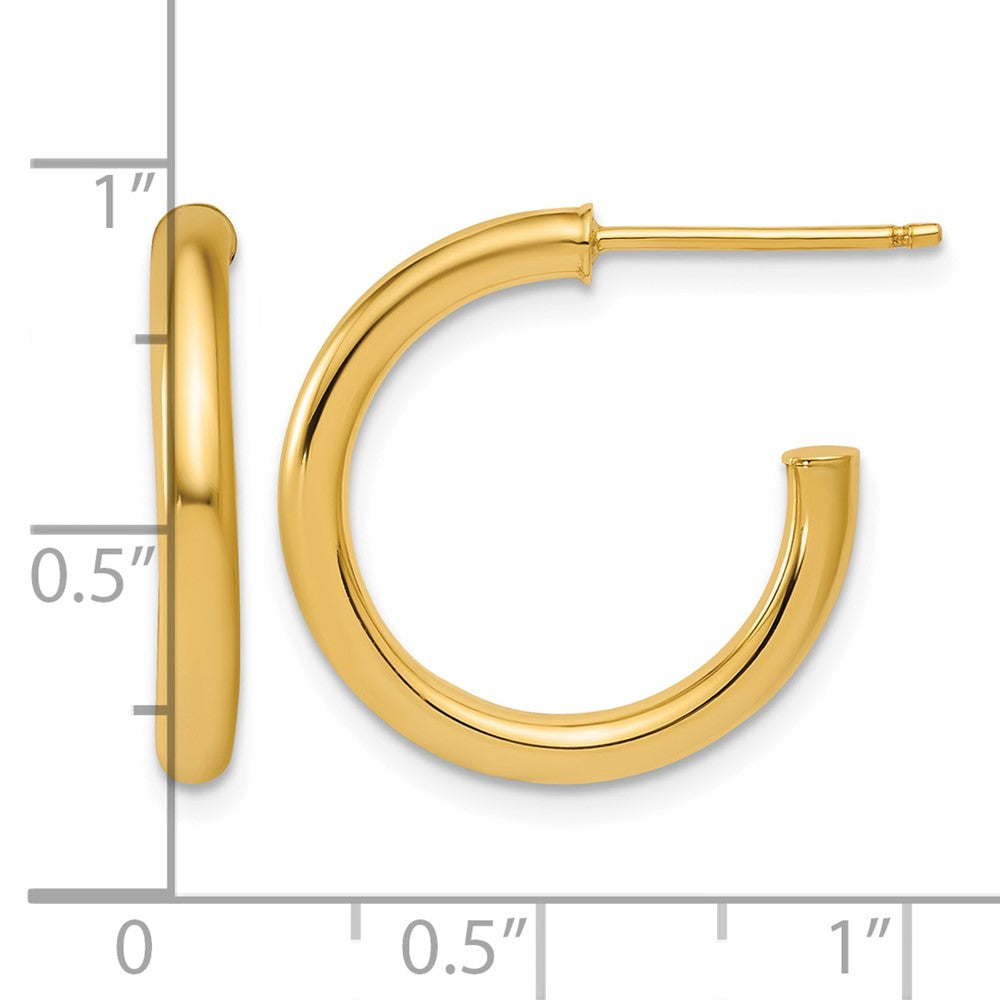14K 2.5 x 20mm Polished Post Hoop Earrings