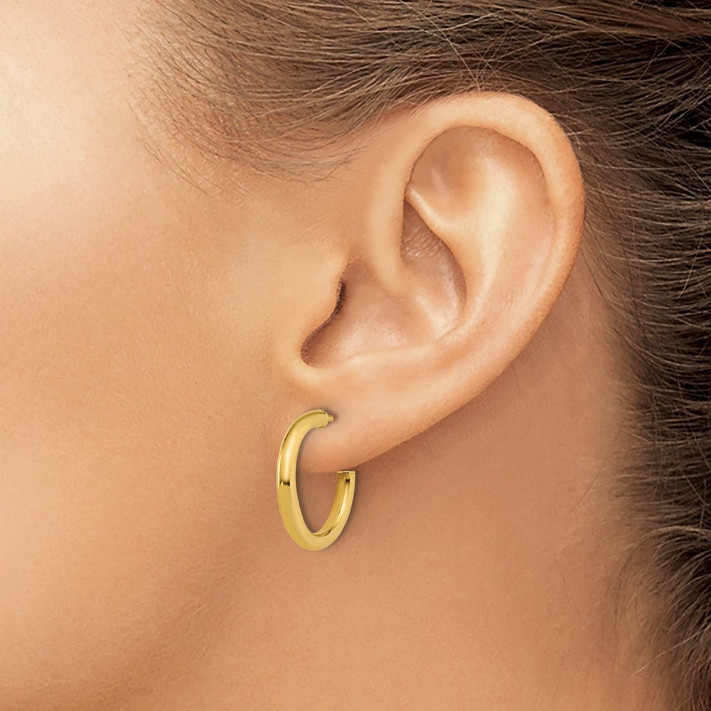 14K 2.5 x 20mm Polished Post Hoop Earrings