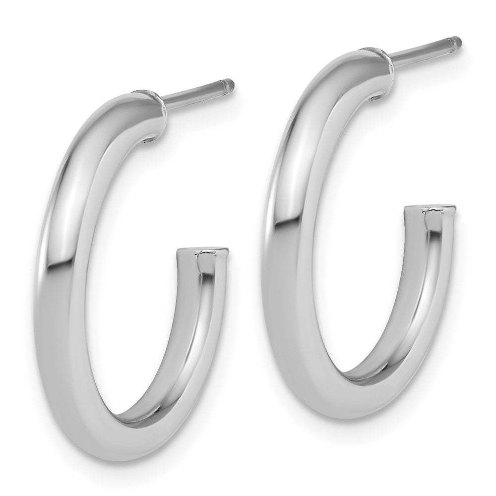 14K White Gold 2.5 x 20mm Polished Post Hoop Earrings
