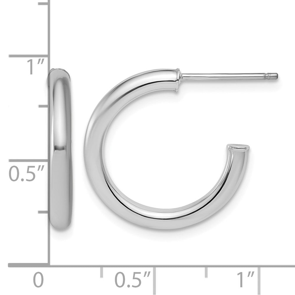 14K White Gold 2.5 x 20mm Polished Post Hoop Earrings