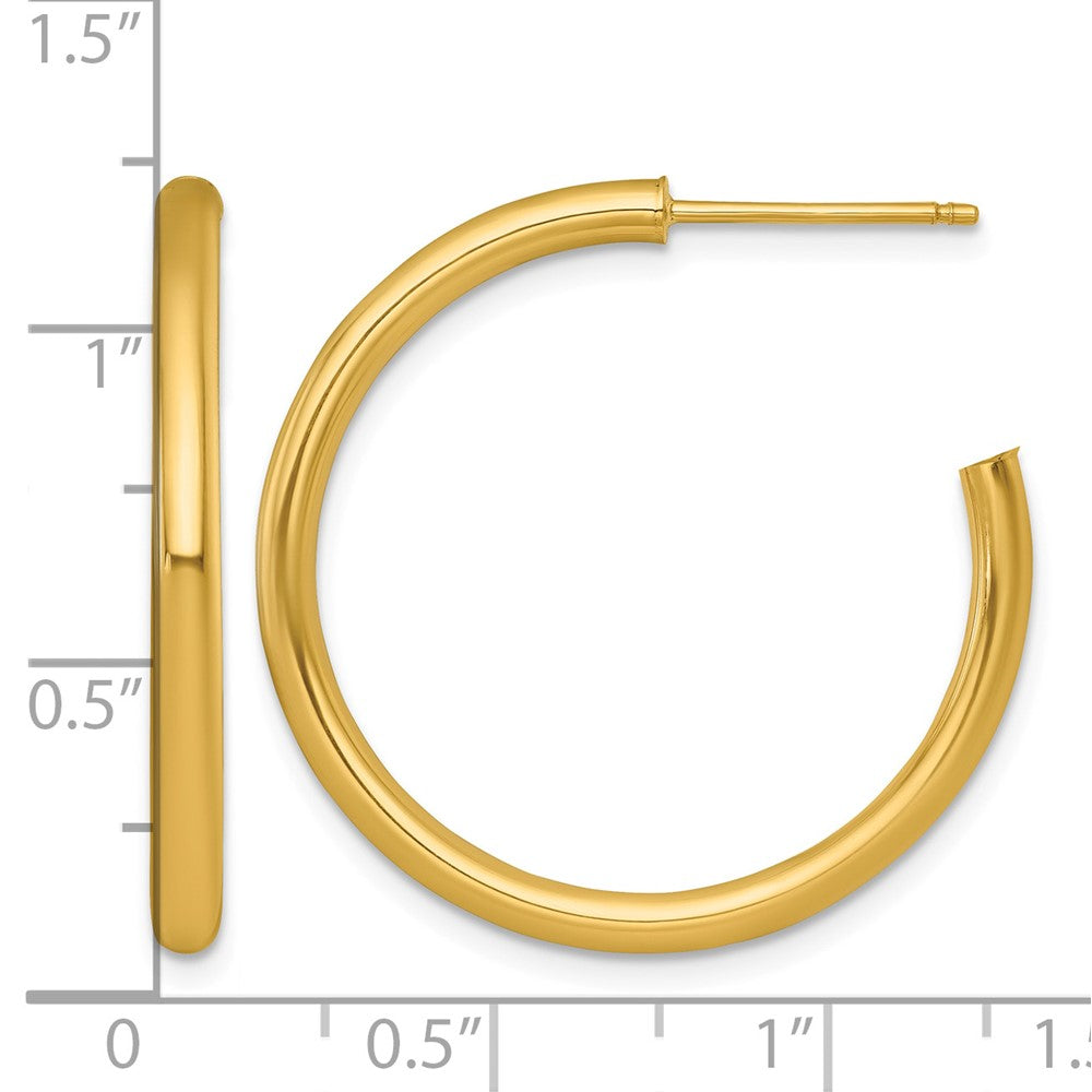14k 2.5 x 30mm Polished Post Hoop Earrings