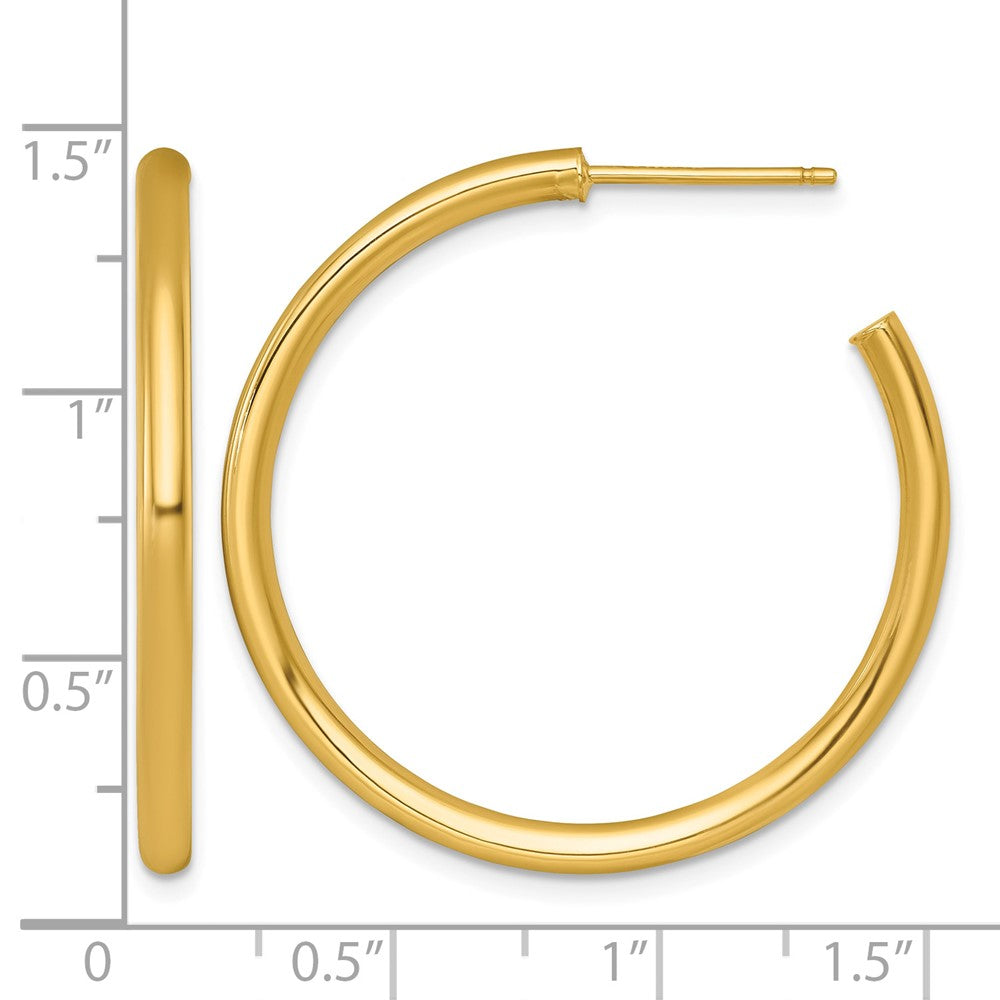 14k 2.5 x 35mm Polished Post Hoop Earrings
