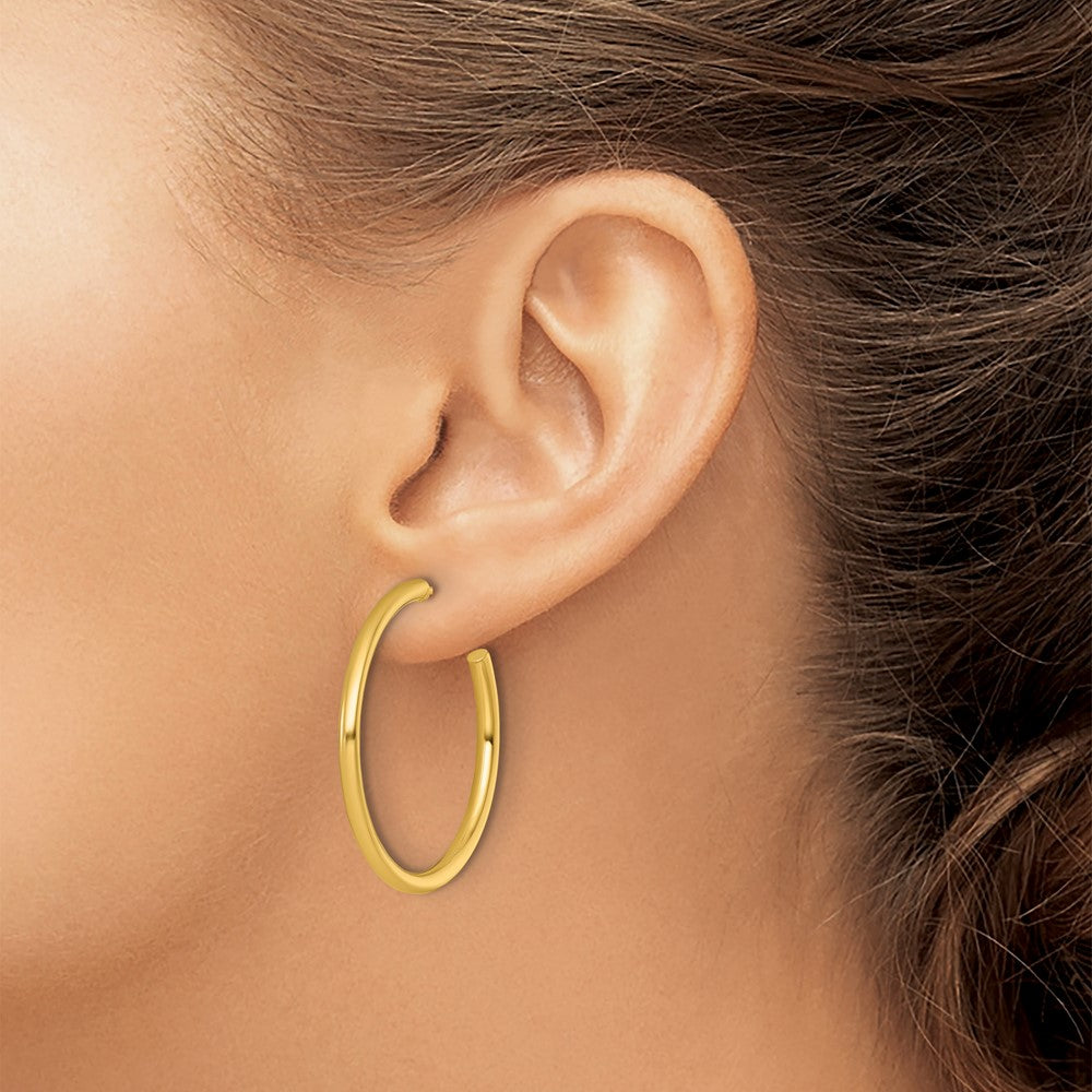 14k 2.5 x 35mm Polished Post Hoop Earrings