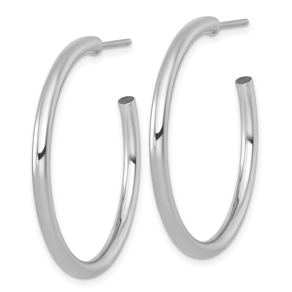 14k White Gold 2.5 x 35mm Polished Post Hoop Earrings