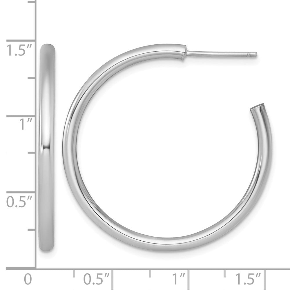 14k White Gold 2.5 x 35mm Polished Post Hoop Earrings
