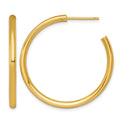 14k 2.5 x 35mm Polished Post Hoop Earrings