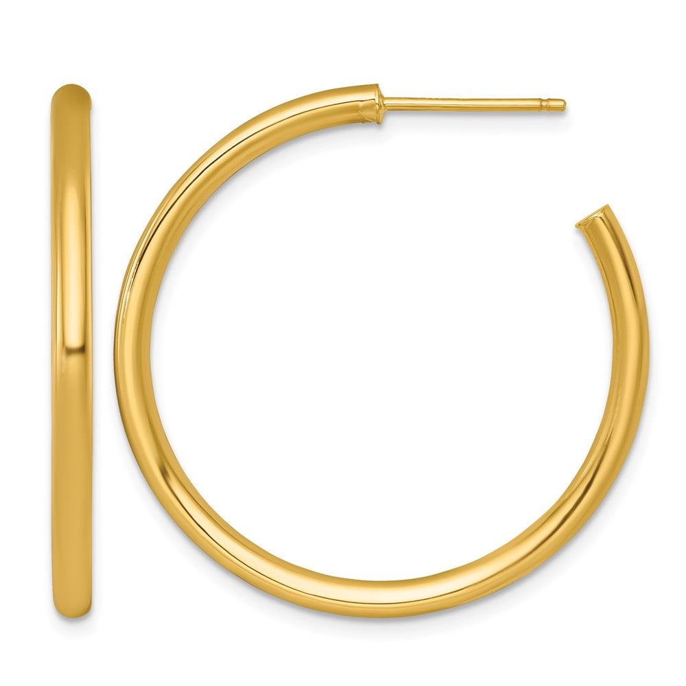 14k 2.5 x 35mm Polished Post Hoop Earrings