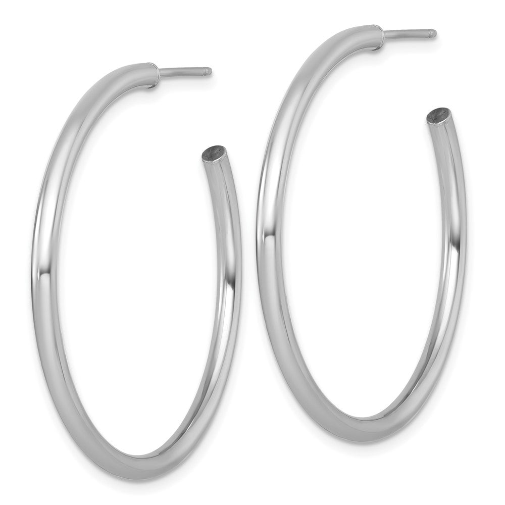 14k White Gold 2.5 x 40mm Polished Post Hoop Earrings