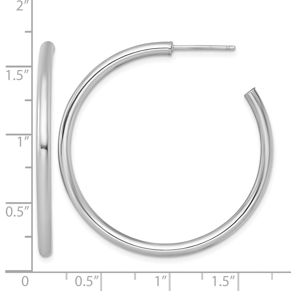 14k White Gold 2.5 x 40mm Polished Post Hoop Earrings