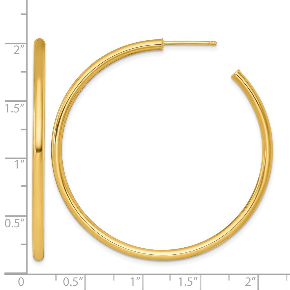 14k 2.5 x 50mm Polished Post Hoop Earrings