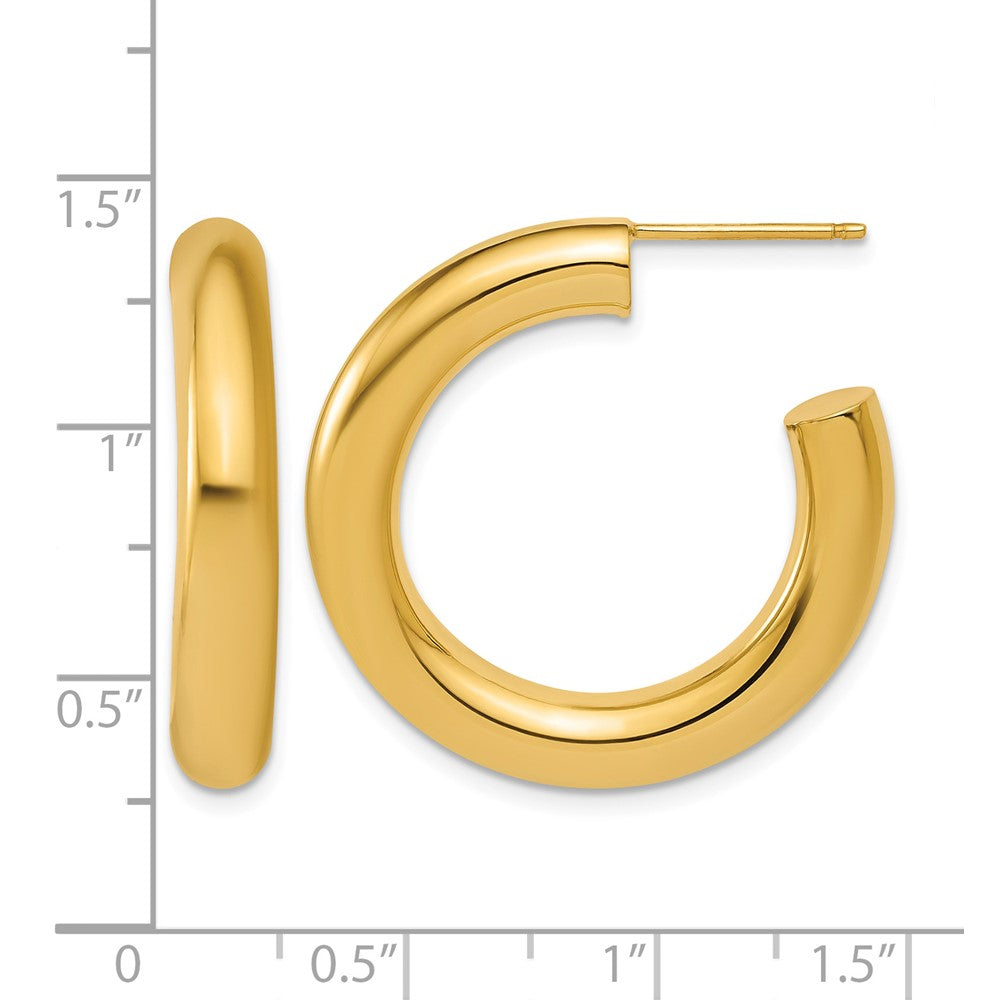 14K 5.0 x 30mm Polished Post Hoop Earrings