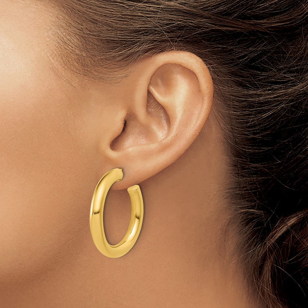 14K 5.0 x 35mm Polished Post Hoop Earrings