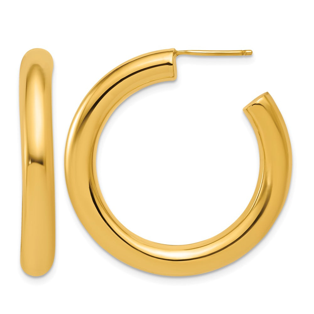 14K 5.0 x 35mm Polished Post Hoop Earrings