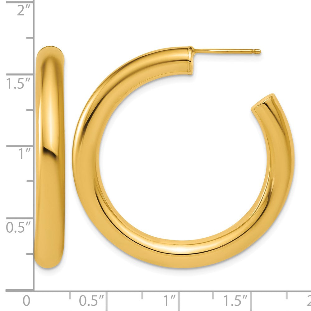 14K 5.0 x 40mm Polished Post Hoop Earrings
