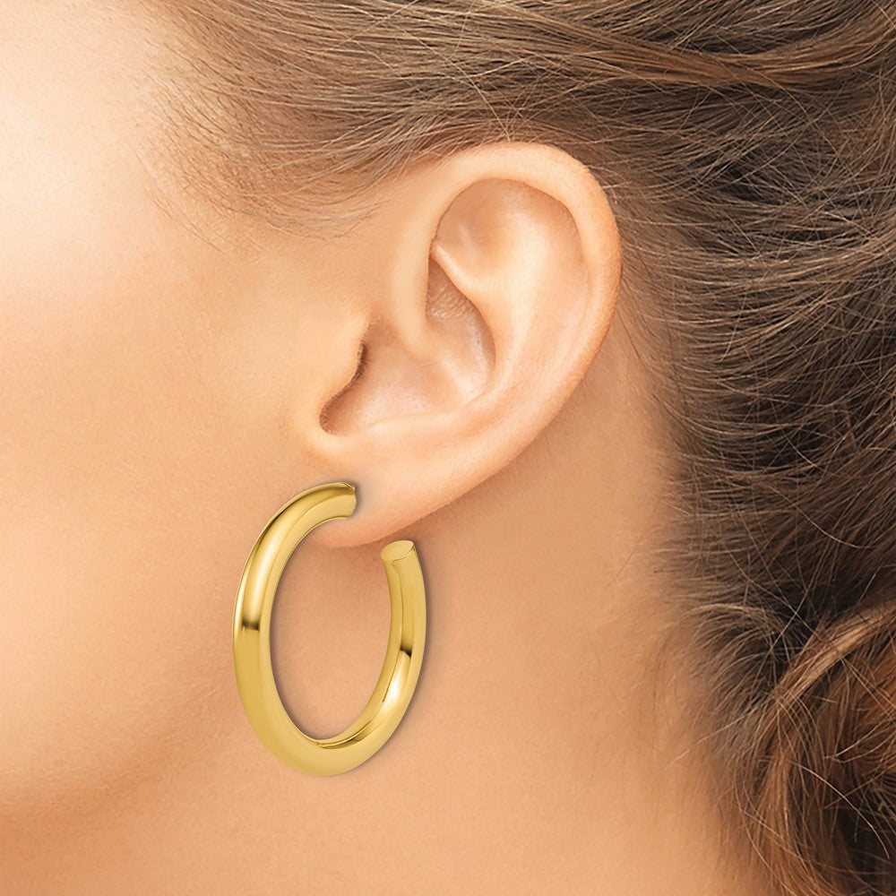 14K 5.0 x 40mm Polished Post Hoop Earrings